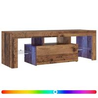 mueble tv  mueble de salon  gabinete de tv luces led madera ingenieria envejecida 120x365x40 cm