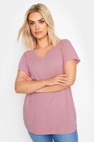 yours camiseta lisa de pico en tono rosa mujer curvy y tallas grandes yours