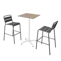 mesa alta de martaupe beige y 2 sillas altas grises opera - oviala
