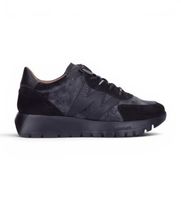wonders para mujer a-24111 zapatillas de piel odisei01 negro 39 plano 1 a 3cm serraje cordones casual