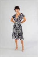vestido con escote cruzado y estampado marroqui multiblue arabesque l