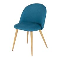 silla de comedor de tela reciclada azul petroleo