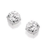 silver cubic zirconia andralok earrings - 5mm - f9915