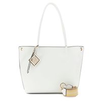 bolso shopping de material granulado y bandolera de cinta extraible white