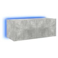 mueble de tv de pared con luces led gris hormigon 80x35x31 cm vidaxl