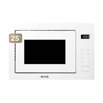 EVVO Microondas integrable Mi45 Glass , 25L de Capacidad, Grill 1200W, Puerta y Marcos Efecto Brillante, Multifunción