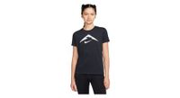 camiseta de manga corta nike dri fit trail logo  mujer  negro
