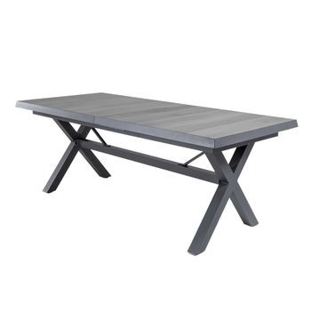 Mesa De Jardín, Extensible 202 A 264 Cm, Aluminio Y Cerámica, Color Antracita, 202/264x92x78 Cm