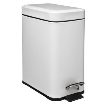 Papelera Rectangular Cierre Suave Acero Inoxidable 5l Blanco