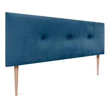 Dhome Cabecero De Terciopelo Liso Con Botones 145x115 Con Patas Camas 120/135/140 - Azul