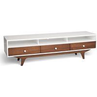 techlink symmetry sm160swtw 1600 mm tv stand - satin white  walnut white