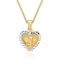 cadena con colgante corazon motivo angel 8 quilates oro