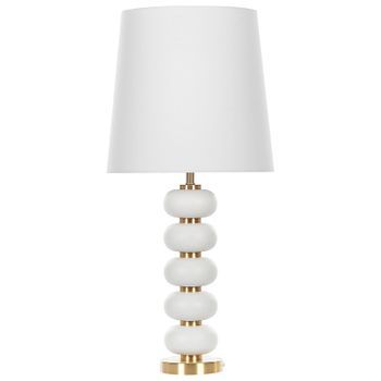 Lámpara De Mesa De Metal Blanco Dorado Poliéster Algodón 80 Cm Cable Largo Interruptor Industrial Sala De Estar Frio