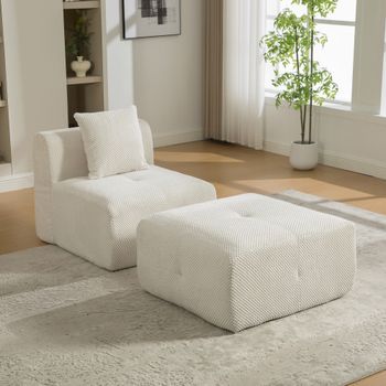 Canapé Modulaire En Chenille Beige, Antidérapant, Léger, Idéal Pour Le Salon