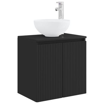 Vanidad Con Lavabo De Pared Negro 49,5 X 41 X 64,5 Cm Vidaxl