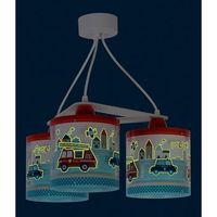 lampara de techo 3 luces infantil policia y bomberos