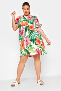 Yours Vestido Mini Tropical, Mujer Curvy Y Tallas Grandes, Yours