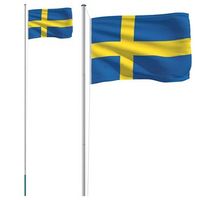 mastil y bandera de suecia aluminio 608 m vidaxl