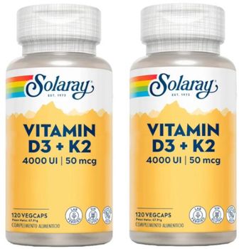 Solaray Vitamina D3 & K2 2x120 Cápsulas Vegetales
