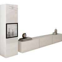conjunto de muebles de salon berlin i juego de muebles de salon mueble de tv sin iluminacion led color blancoblanco brillo