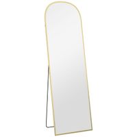 homcom espejo de cuerpo entero 50x170 cm independiente o pared con marco de aleacion de aluminio y soporte dorado
