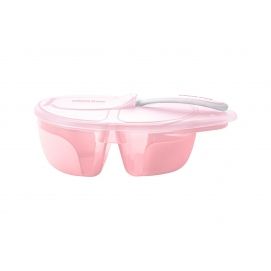 Cuenco de dos compartimentos con cuchara Tasty Rosa