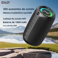 altavoz bluetooth zealot-m2 ultraportatil hasta 10 horas de reproduccion resistente al agua y al polvo ip65 sonido potente para exteriores