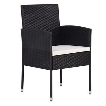 4 Uds Sillas De Jardín | Silla De Exterior | Sillon Jardín Con Cojines Crema Ratán Sintético Negro