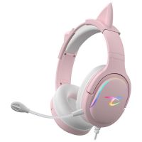 auriculares subsonic sa5684-1 con cable rgb microfono boom y diseno over ear rosa