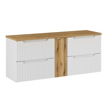 Mueble bajo lavabo 140cm 4 cajones paneles de melamina y mdf blanco