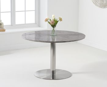 Bali 120cm Round Marble Effect Grey Dining Table