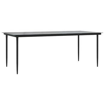 Mesa Comedor Jardín | Mesa De Exterior Acero Y Vidrio Templado Negro 200x100x74 Cm