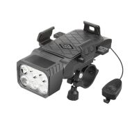 bocina de bicicleta bikight con faro y soporte para telefono rotacion de 90 5 modos de luz carga tipo c luz delante