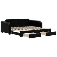sofa cama  cama para adultos nido con cajones tela negro 80x200 cm