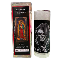 velon ritualizado de santa muerte con malla negra alfiler y pergamino casos desesperados