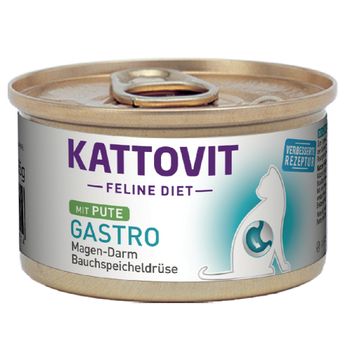 Kattovit Gastro 12/24 x 85 g en latas comida húmeda para gatos - Pavo (24 x 85 g) - Pack Ahorro