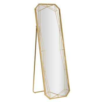 Espejo De Suelo En Metal Dorado, 46x54x153 Cm