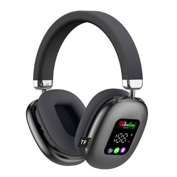 Auriculares Bluetooth AKZ616BT con pantalla digital RGB, altavoz de 40 mm, controlador de graves HiFi, 30 horas de durac