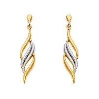 9ct Gold Two Colour Flame Drop Earrings - 35mm drop - G1425