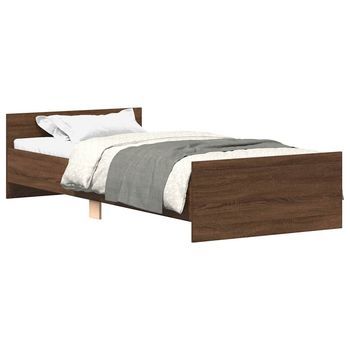 Estructura De Cama Madera Contrachapada Marrón Roble 90x190 Cm
