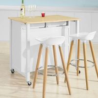 carrito de cocina con 2 cajones y 2 estantes con tablero extensible l100 x p60 x h94cm