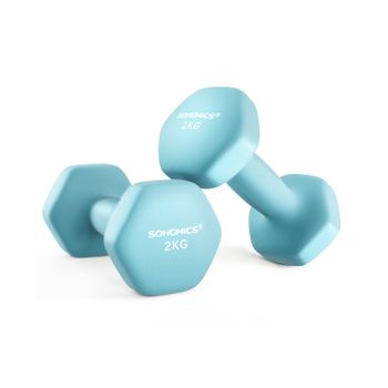 Mancuernas Hexagonales con Superficie de Vinilo para Fitness Ejercicio, Azul Pálido / 2 x 2kg