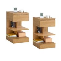 set de 2 mesitas de noche con 1 cajon y 2 estantes mesa auxiliar para salon comedor 39 x 39 x 65 cm fbt49-nx2 sobuy es