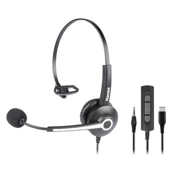 Hamlet HHEADM-CJM auricular y casco Auriculares Alámbrico Diadema Oficina/Centro de llamadas USB Tipo C Negro