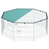 pawhut parque para perros de 8 paneles con cubierta 155x155x60 cm valla metalica para cachorros diseno diy puerta verde