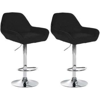 Set De 2 Taburetes De Bar Braga De Tela Negro 52x51x89 Cm Clp