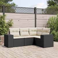conjunto de sofas jardin 4 uds  mueble jardin mesa y sillas con cojines ratan sintetico negro cfw996193