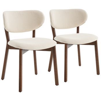 Pack De 2 Sillas De Madera Oscura Y Tela Bouclé Beige Aura