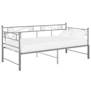 Cama Para Adultos | Estructura De Sofá Cama Extraíble Metal Gris 90x200 Cm