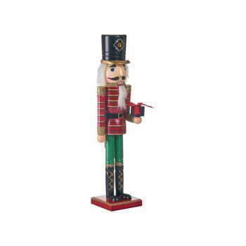 Figurita Decorativa Navidad De Cascanueces De Madera De Pino Con Boca Que Se Abre Hecha A Mano Rojo Rodsjon
